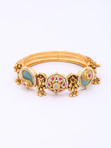 Kundan Set Brass Bangles with Floral Motif Detail
