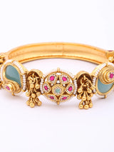 Kundan Set Brass Bangles with Floral Motif Detail