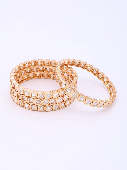 Kundan Stone Studded Brass Bangles Set of Four