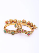 Kundan Meenakari Openable Bangles with Jhumka Drops