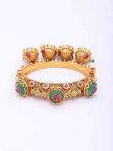 Kundan Meenakari Openable Bangles with Jhumka Drops