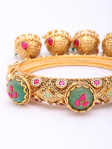 Kundan Meenakari Openable Bangles with Jhumka Drops