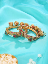 Kundan Meenakari Openable Bangles with Jhumka Drops