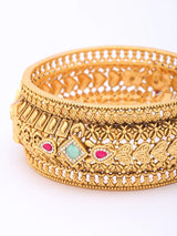 Kundan Set Brass Cuff Bangles (Pair)
