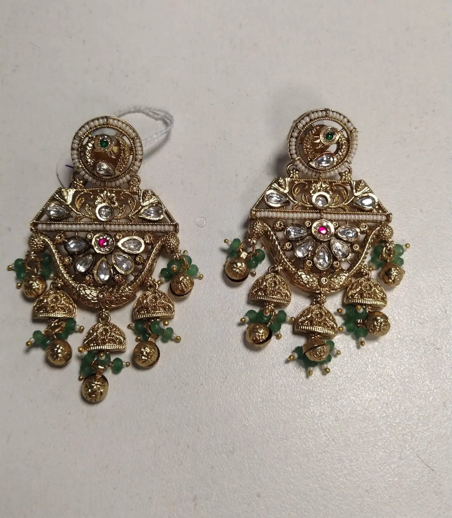 Antique Brass Jhumka Earrings with Traditional Motifs