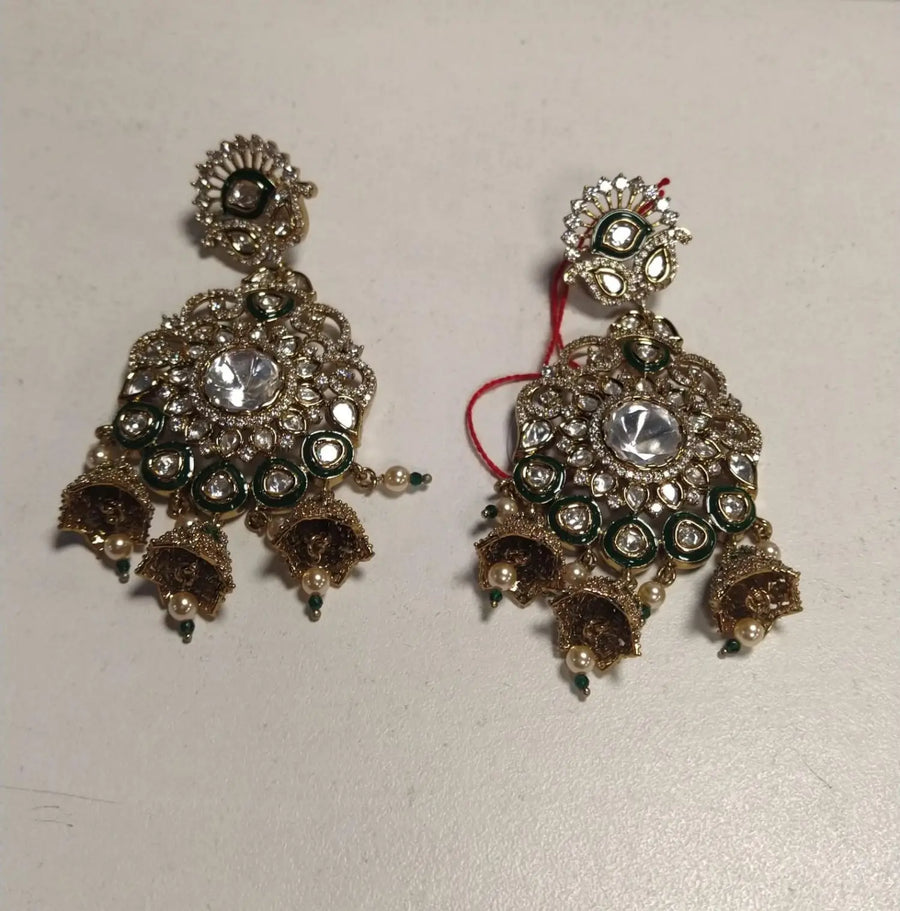 Antique Brass Earrings with Traditional Floral Motif
