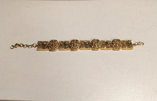 Kundan Brass Bracelet with Meenakari Floral Motifs