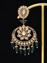 Floral Crescent Kundan Brass Earrings