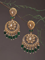 Floral Crescent Kundan Brass Earrings