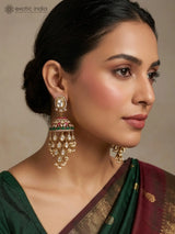 Green Kundan Jhumka Earrings with Meenakari and Pearl Drops