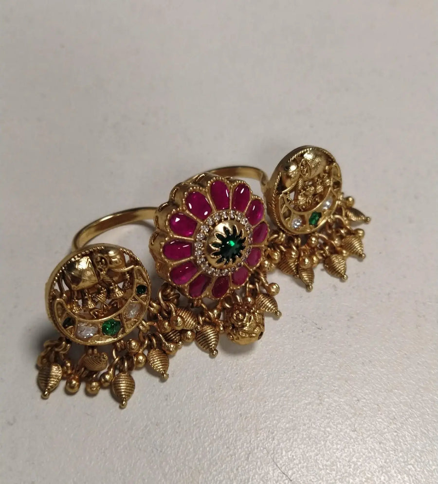 Kundan Brass Ring with Meenakari Finish