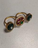 Kundan Brass Ring with Meenakari Inspired Floral Setting