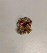 Mint and Red Kundan Brass Ring