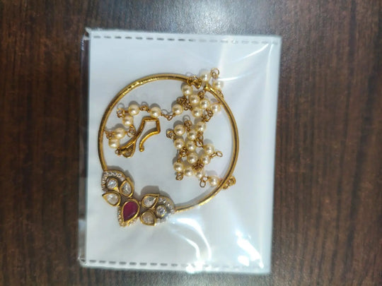 Meenakari Brass Nose Ring in Green Red and White