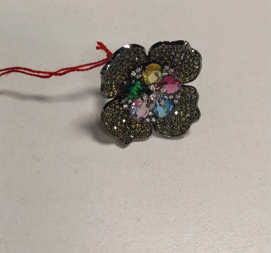 Multicolour Kundan Brass Ring