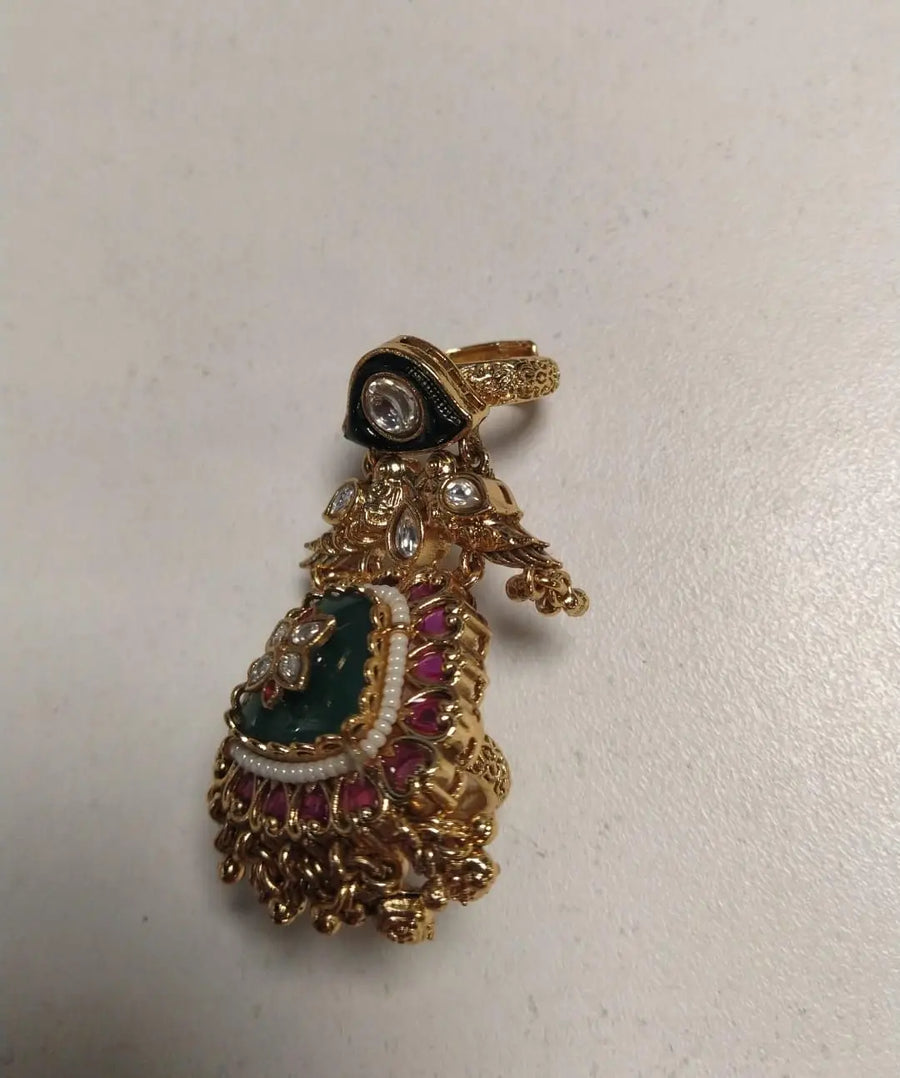Kundan Brass Ring with Traditional Floral Setting
