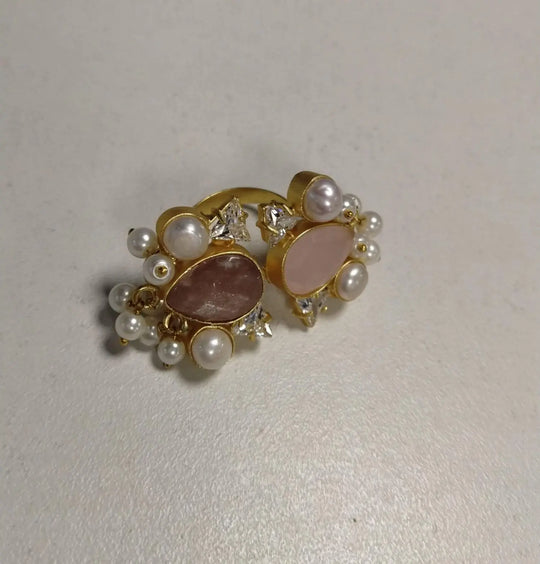 Brass Kundan Ring with Meenakari Inspired Finish