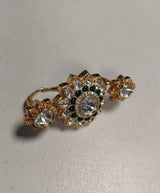Kundan Brass Ring with Meenakari Floral Detailing