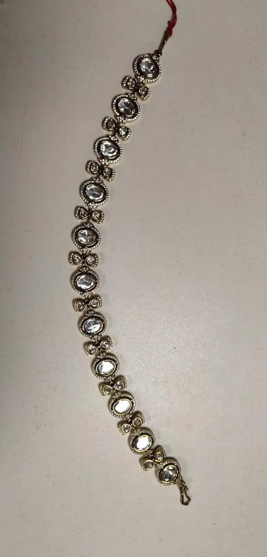 Brass Matha Patti Maang Tikka with Floral Filigree Detail