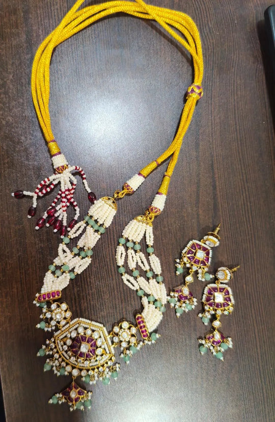 Antique Brass Necklace Set with Traditional Motifs