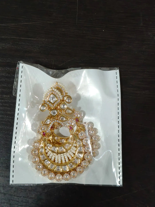 Brass Stone Studded Earrings with Meenakari Finish