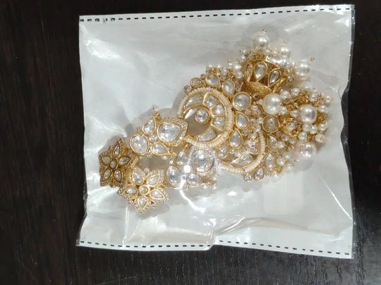 Brass Stone Studded Drop Earrings with Meenakari Finish