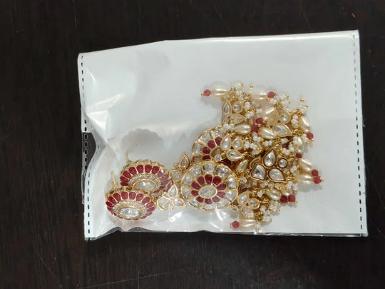 Brass Stone Studded Earrings with Traditional Motifs