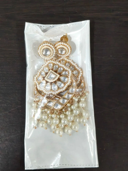 Brass Stone Studded Earrings with Meenakari Finish