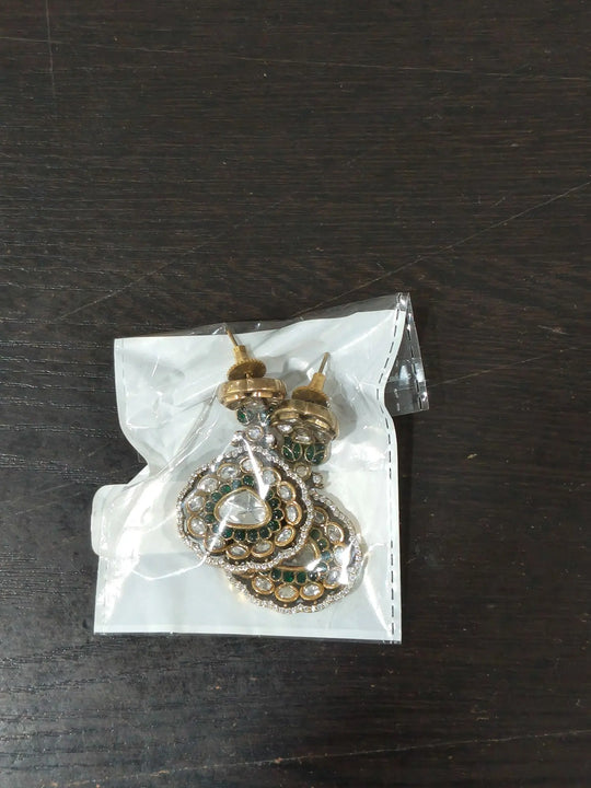 Brass Stone Studded Earrings with Meenakari Finish