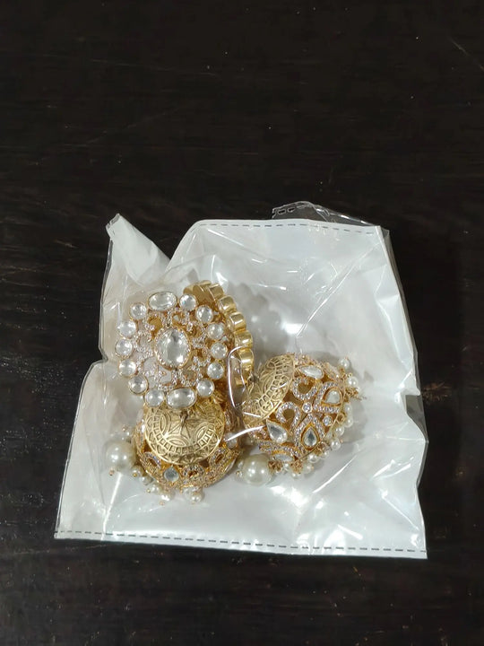 Brass Stone Studded Earrings with Meenakari Finish