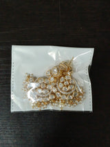 Antique Gold and Pink Stone Studded Brass Earrings
