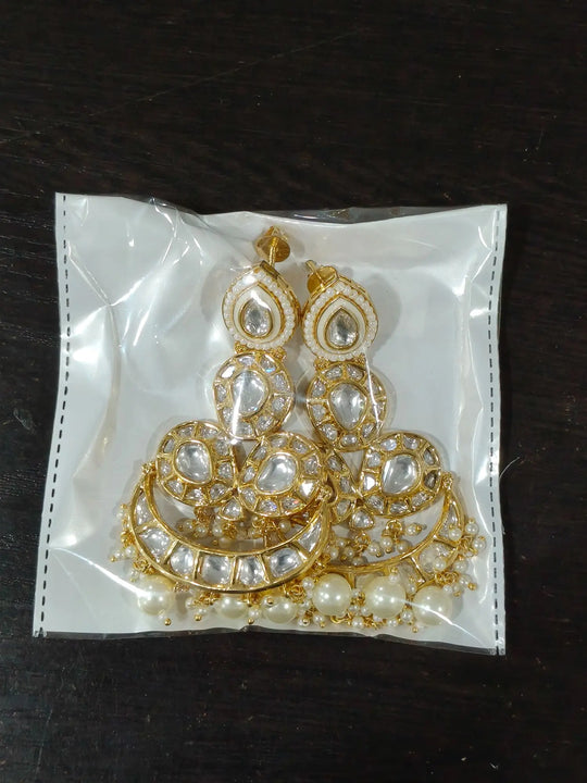 Golden Rose Gold Brass Stone Studded Earrings
