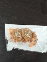Blue and Orange Stone Studded Brass Earrings