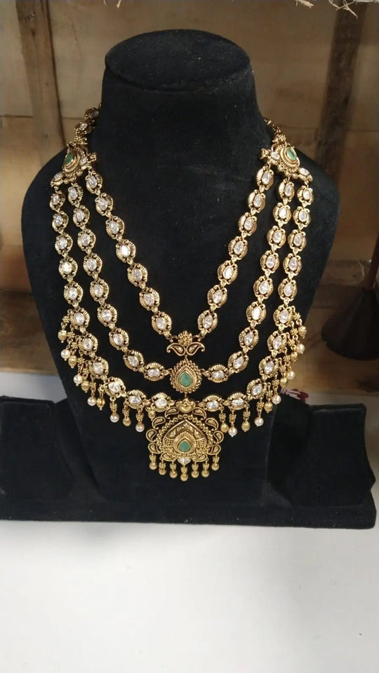 Brass Bridal Jewellery Set with Maang Tikka and Necklace