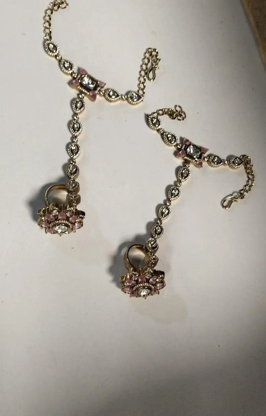 Brass Bridal Jewellery Set with Hathphool and Matha Patti