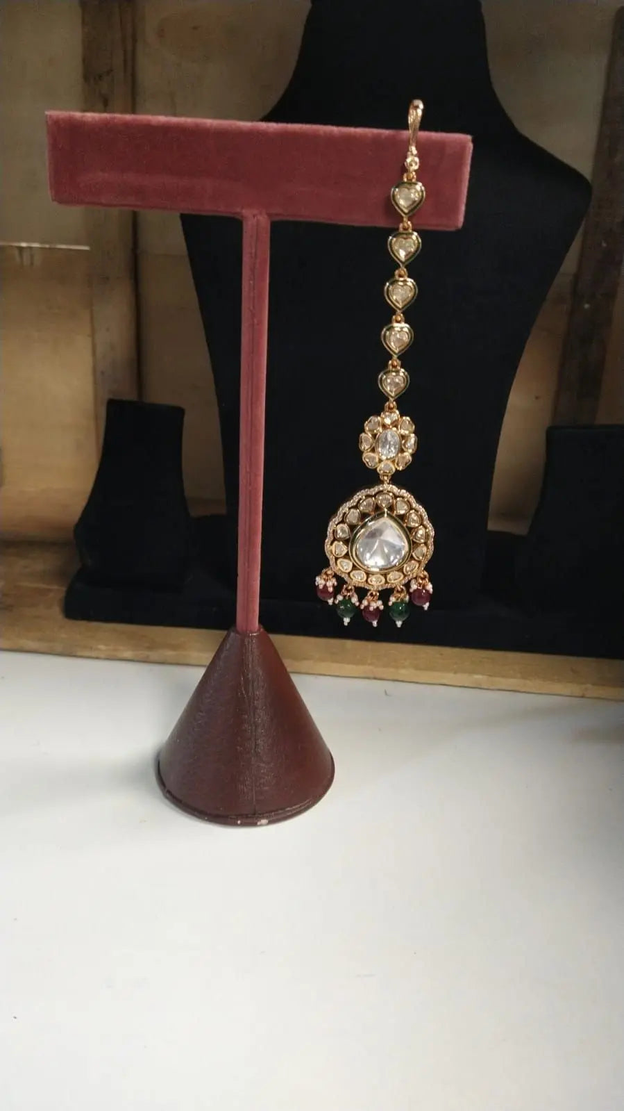 Brass Bridal Jewellery Set with Maang Tikka and Nose Ring