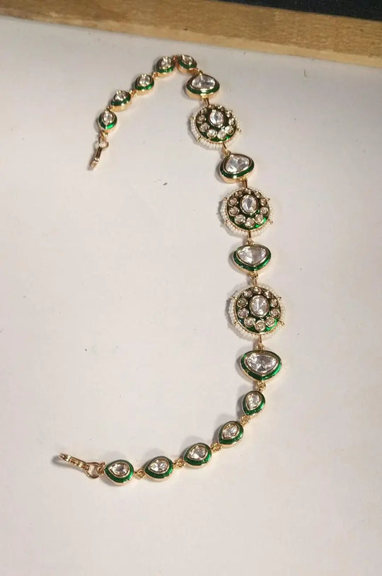 Brass Bridal Jewellery Set with Maang Tikka and Nose Ring