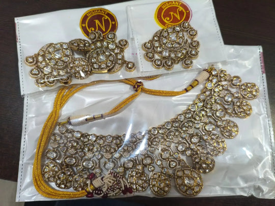 Brass Necklace Set with Traditional Indian Design
