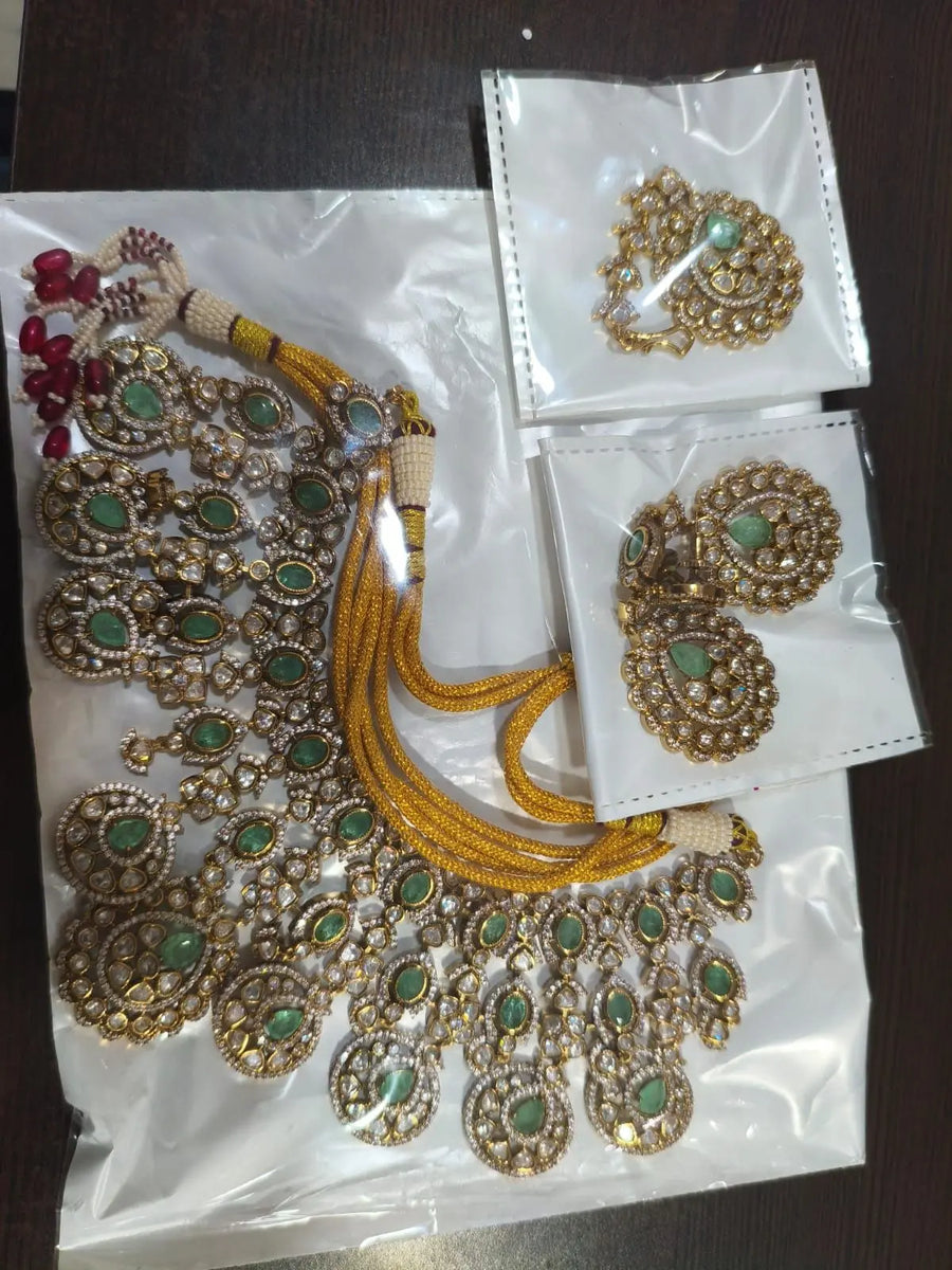 Antique Brass Necklace Set with Traditional Motifs