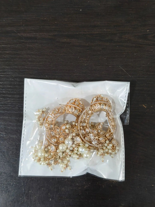 Kundan Brass Earrings with Meenakari Floral Detailing