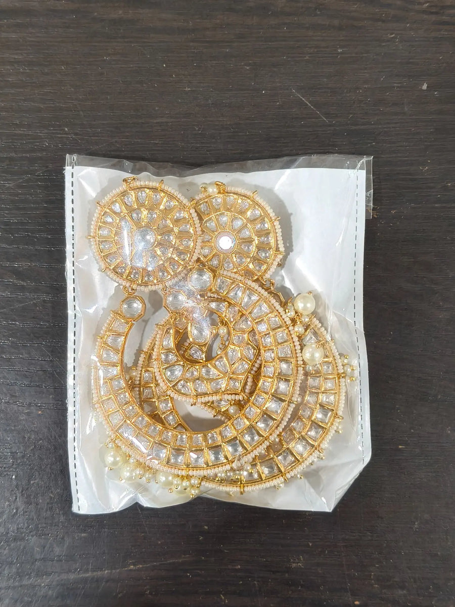 Kundan Brass Earrings with Traditional Floral Motif
