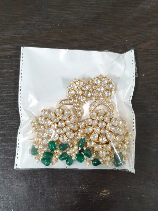 Kundan Brass Earrings with Meenakari Detailing
