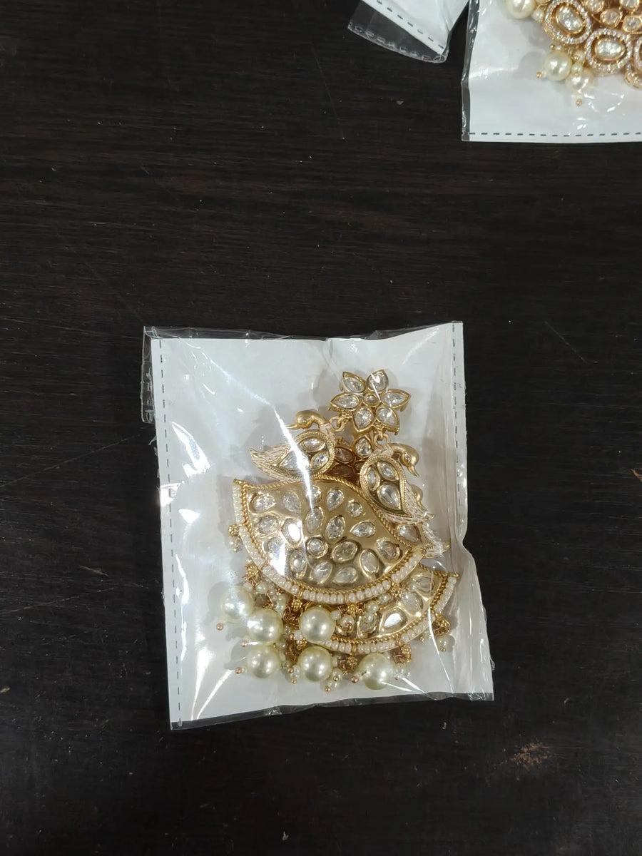 Kundan Brass Earrings with Meenakari Floral Detailing