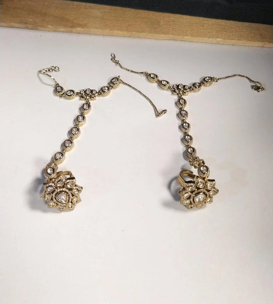 Brass Bridal Jewellery Set with Hathphool and Matha Patti