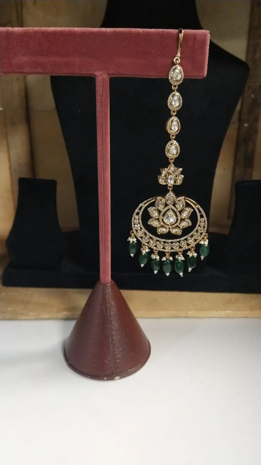 Brass Bridal Jewellery Set with Hathphool and Matha Patti