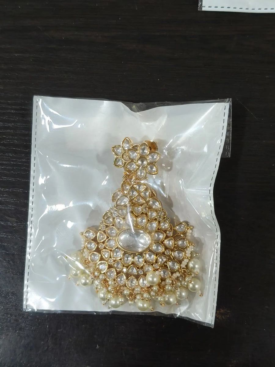 Kundan Brass Earrings with Traditional Floral Motif