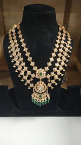 Brass Bridal Jewellery Set with Hathphool and Matha Patti