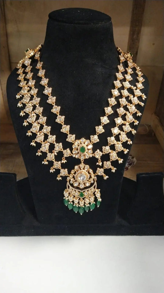 Brass Bridal Jewellery Set with Hathphool and Matha Patti