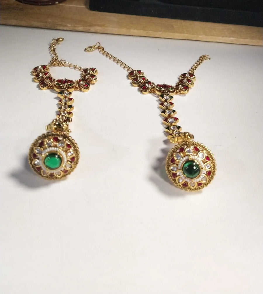 Brass Bridal Set with Hathphool, Mang Tikka and Maathapatti