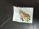 Kundan Green and Red Enamel Brass Earrings